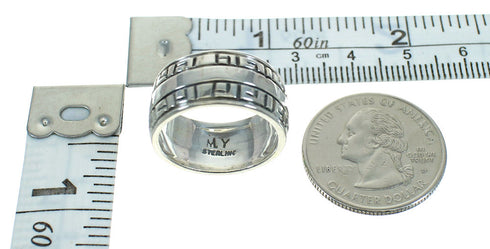 Southwest Sterling Silver Turquoise Water Wave Ring Size 6-3/4 QX85739