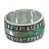 Southwest Genuine Sterling Silver Turquoise Water Wave Ring Size 6-1/4 QX85744