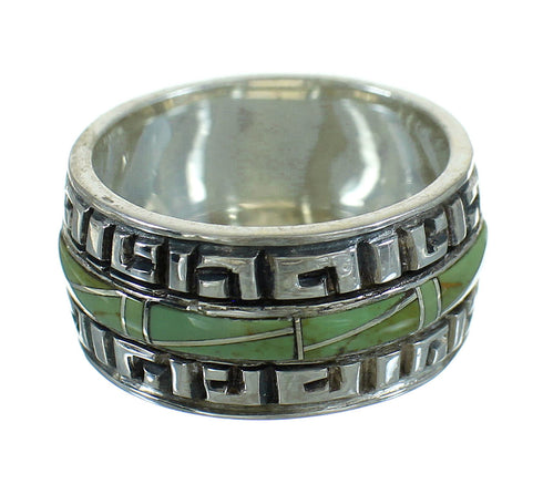 Silver Southwest Turquoise Water Wave Ring Size 5-1/4 QX85747