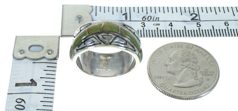 Turquoise Water Wave Southwestern Silver Ring Size 6-1/2 QX85786