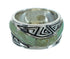 Silver Turquoise Southwestern Water Wave Ring Size 6 QX85794