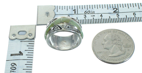 Silver Turquoise Southwestern Water Wave Ring Size 6 QX85794