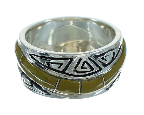 Sterling Silver Turquoise Southwest Water Wave Ring Size 7-3/4 QX85795