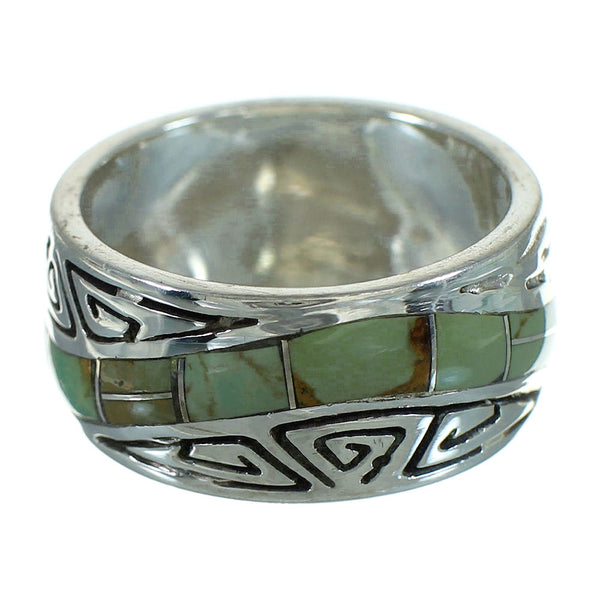 Genuine Sterling Silver Turquoise Southwest Water Wave Ring Size 6-1/2 QX85799