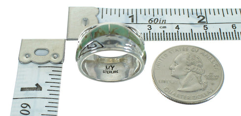 Authentic Sterling Silver Turquoise Southwestern Water Wave Ring Size 4-3/4 QX85798