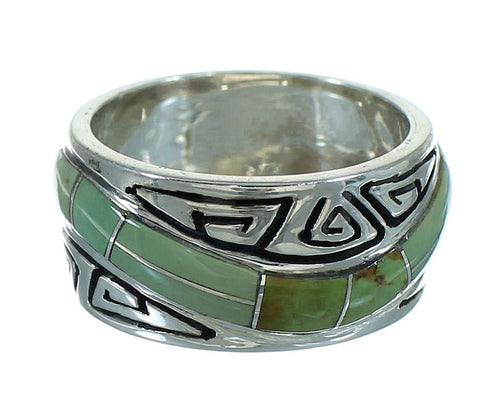 Water Wave Turquoise Silver Southwest Ring Size 7-1/4 QX85825