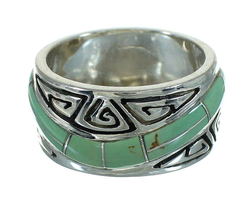 Water Wave Turquoise Southwestern Silver Ring Size 5-1/2 QX85834