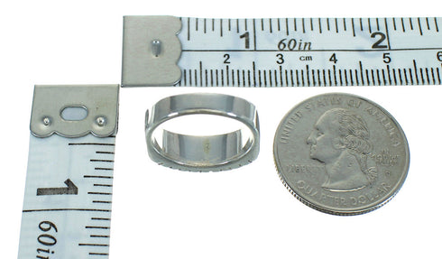 Turquoise Inlay Silver Southwest Ring Size 7-1/4 AX85004