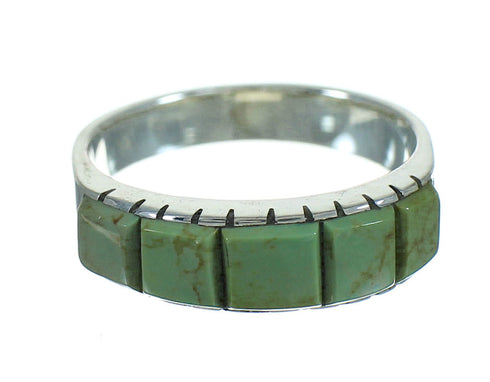 Silver Turquoise Inlay Southwest Ring Size 7 AX85025