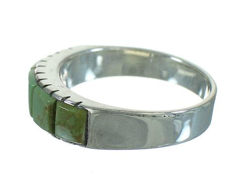 Silver Turquoise Inlay Southwest Ring Size 7 AX85025