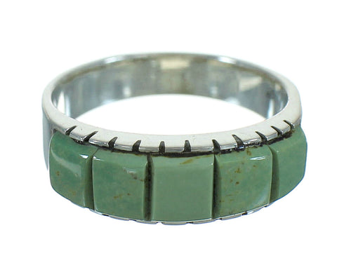 Genuine Sterling Silver Turquoise Inlay Ring Size 7-3/4 AX85037