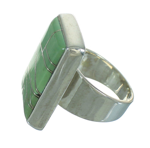 Turquoise Inlay Sterling Silver Southwestern Ring Size 5-1/2 AX85073