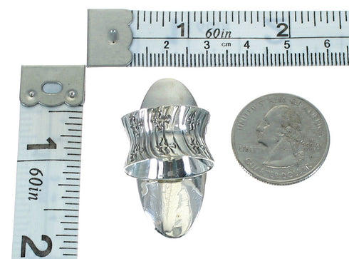 Silver Southwest Turquoise Butterfly Bear Ring Size 4-1/2 QX85251