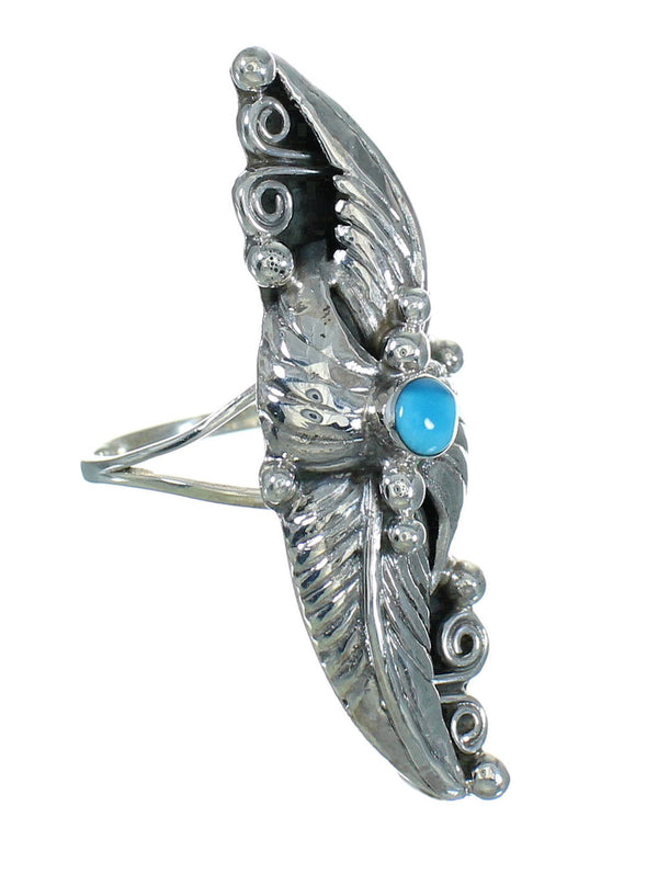 Turquoise Southwest Silver Ring Size 7-1/2 QX85327