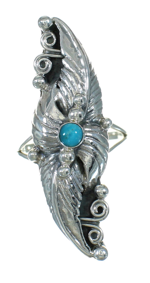 Turquoise Southwestern Sterling Silver Ring Size 8 QX85332