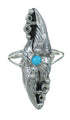 Genuine Sterling Silver Southwestern Turquoise Ring Size 6-1/2 QX85273