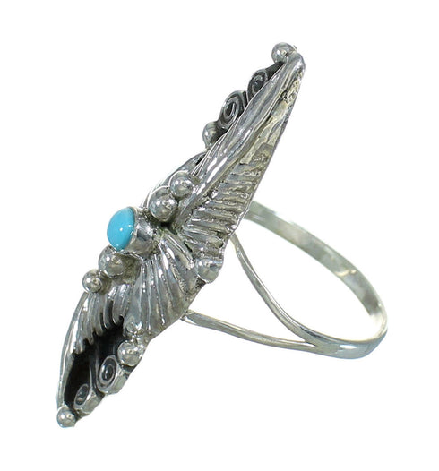 Southwestern Genuine Sterling Silver Turquoise Ring Size 5-1/4 QX85284