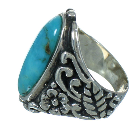 Turquoise Sterling Silver Southwestern Flower Ring Size 5-1/4 YX85413