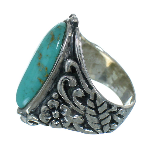 Turquoise And Genuine Sterling Silver Southwestern Flower Ring Size 5-3/4 YX85438