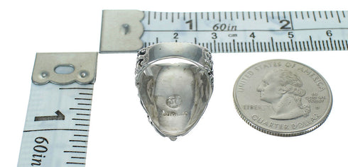 Turquoise And Genuine Sterling Silver Southwestern Flower Ring Size 5-3/4 YX85438