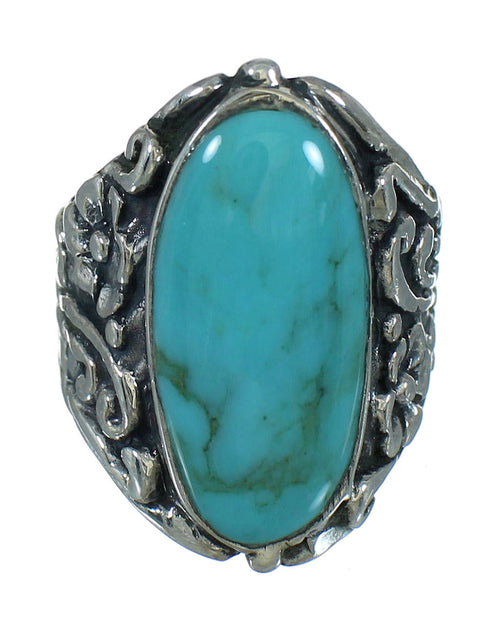 Southwest Turquoise Genuine Sterling Silver Flower Ring Size 5-3/4 YX85453
