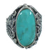 Southwestern Genuine Sterling Silver Flower Turquoise Ring Size 7-1/2 YX85494