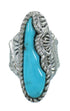 Southwestern Turquoise Genuine Sterling Silver Ring Size 7-1/2 YX85592