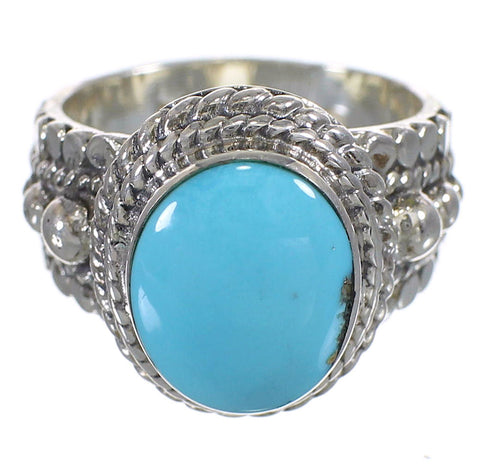 Genuine Sterling Silver Southwest Turquoise Ring Size 6-1/2 QX83725