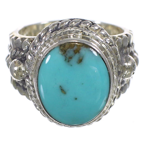 Genuine Sterling Silver Southwestern Turquoise Ring Size 4-1/2 QX83726