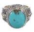 Genuine Sterling Silver Southwestern Turquoise Ring Size 4-1/2 QX83726