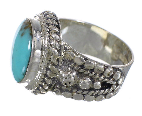 Genuine Sterling Silver Southwestern Turquoise Ring Size 4-1/2 QX83726