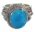 Southwest Silver Turquoise Ring Size 4-1/2 QX83727