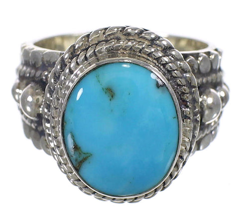 Southwest Authentic Sterling Silver Turquoise Ring Size 5-1/4 QX83731