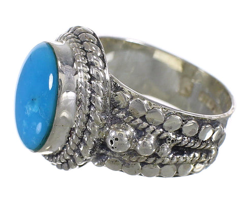 Southwest Genuine Sterling Silver Turquoise Ring Size 6-1/4 QX83733