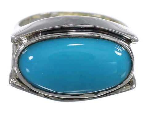 Southwest Turquoise Authentic Sterling Silver Ring Size 5-1/4 QX83774