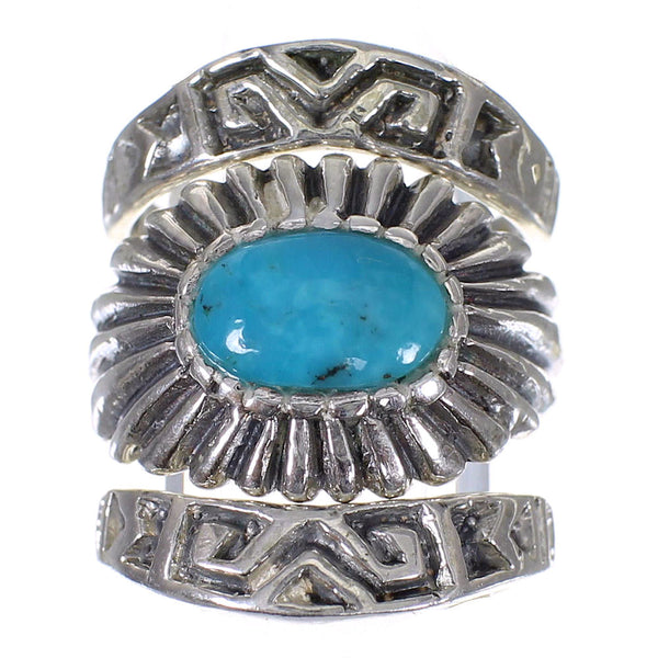 Stackable Turquoise Silver Southwestern Ring Set Size 4-3/4 QX83865