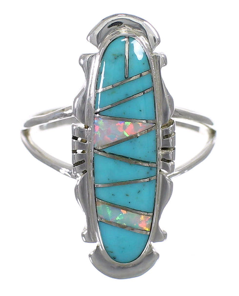 Sterling Silver Turquoise Opal Southwest Ring Size 5-1/4 QX84582