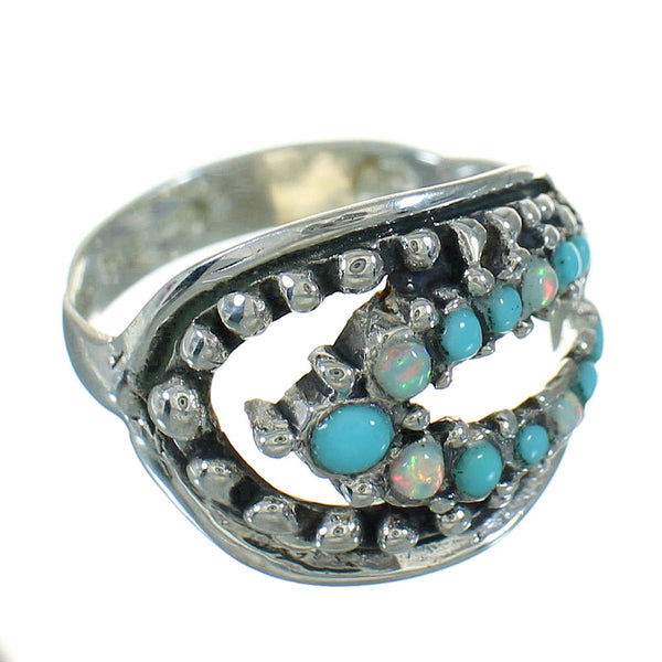 Turquoise Opal Southwest Silver Ring Size 5-1/2 UX84234