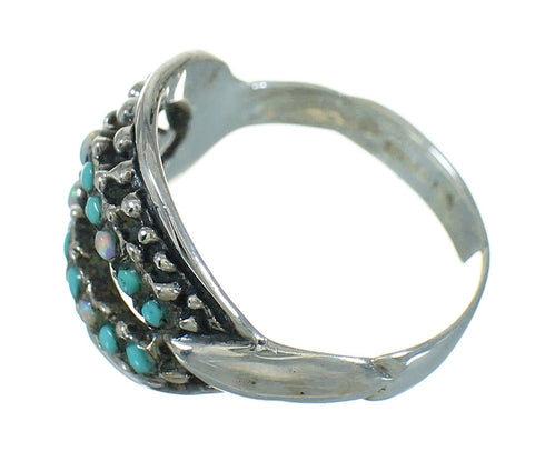 Southwest Turquoise And Opal Authentic Sterling Silver Ring Size 5-1/4 UX84253