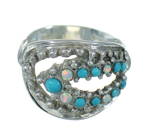 Genuine Sterling Silver Southwestern Turquoise Opal Ring Size 7 UX84325