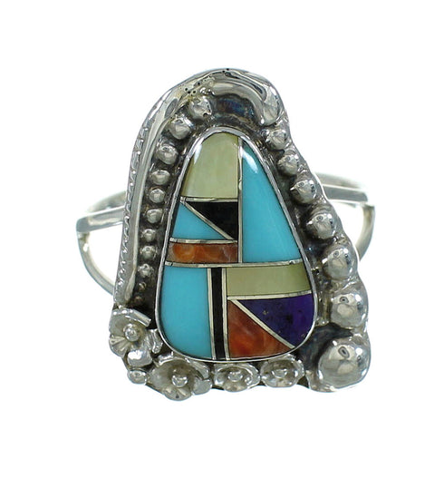 Multicolor Sterling Silver Southwestern Flower Ring Size 6-1/2 YX83262