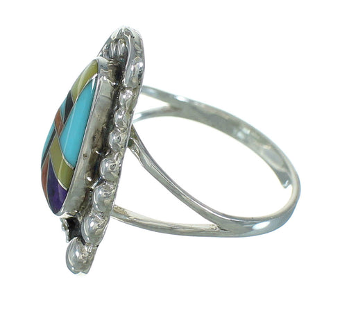 Multicolor And Silver Southwest Flower Ring Size 8-1/2 YX83288