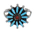 Authentic Sterling Silver Coral And Turquoise Needlepoint Ring Size 5 UX84428