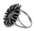 Southwestern Coral And Turquoise Silver Water Wave Ring Size 5-1/2 AX88961