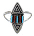 Southwest Turquoise And Coral Silver Water Wave Ring Size 8 AX88972