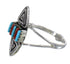 Southwest Coral And Turquoise Water Wave Silver Ring Size 6-1/2 AX88971