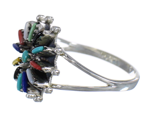 Multicolor Silver Southwestern Needlepoint Ring Size 5 QX84885