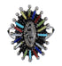 Silver Southwest Multicolor Water Wave Needlepoint Ring Size 4-3/4 QX84926