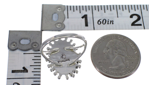 Silver Southwestern Multicolor Water Wave Needlepoint Ring Size 5-1/4 QX84927