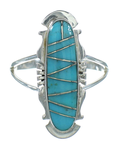 Authentic Sterling Silver Southwest Turquoise Ring Size 6-1/4 QX83547